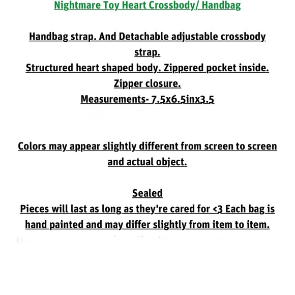 *VOIDEaD Scary Teddy Nightmare Before Christmas Hand Painted Crossbody Purse - Picture 9 of 9